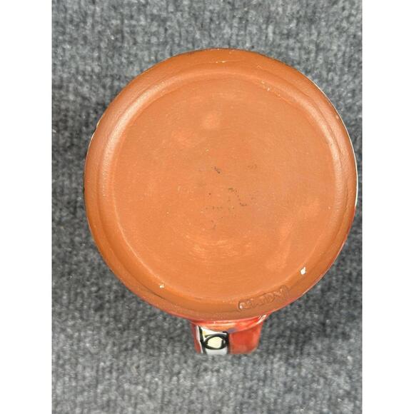 Karin Kraemer Mug Red Earthenware Majolica Glaze Hand Decorated Angler Fish - Picture 6 of 9